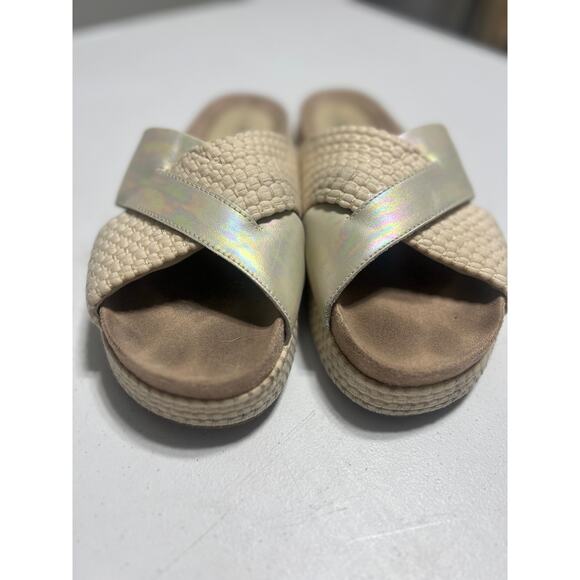 TOMS Paloma Criss Cross Woven and Iridescent Sandals Women Size 9 - Picture 2 of 9
